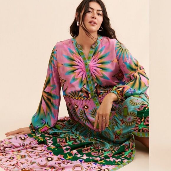 Siddhartha Bansal Mixed Print Button Front Maxi Dress size small worn once - Picture 6 of 15